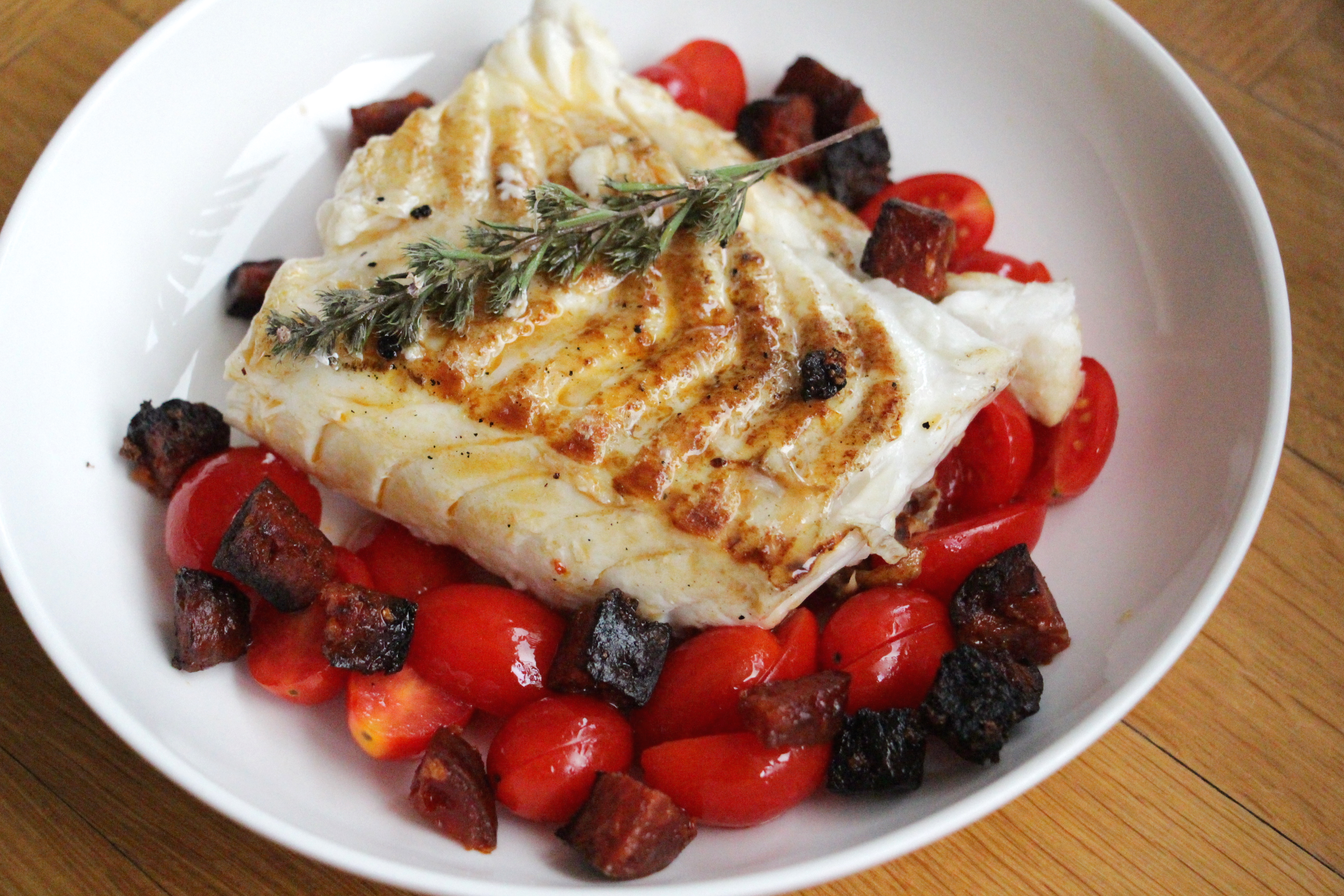 cod with chorizo and tomatoes