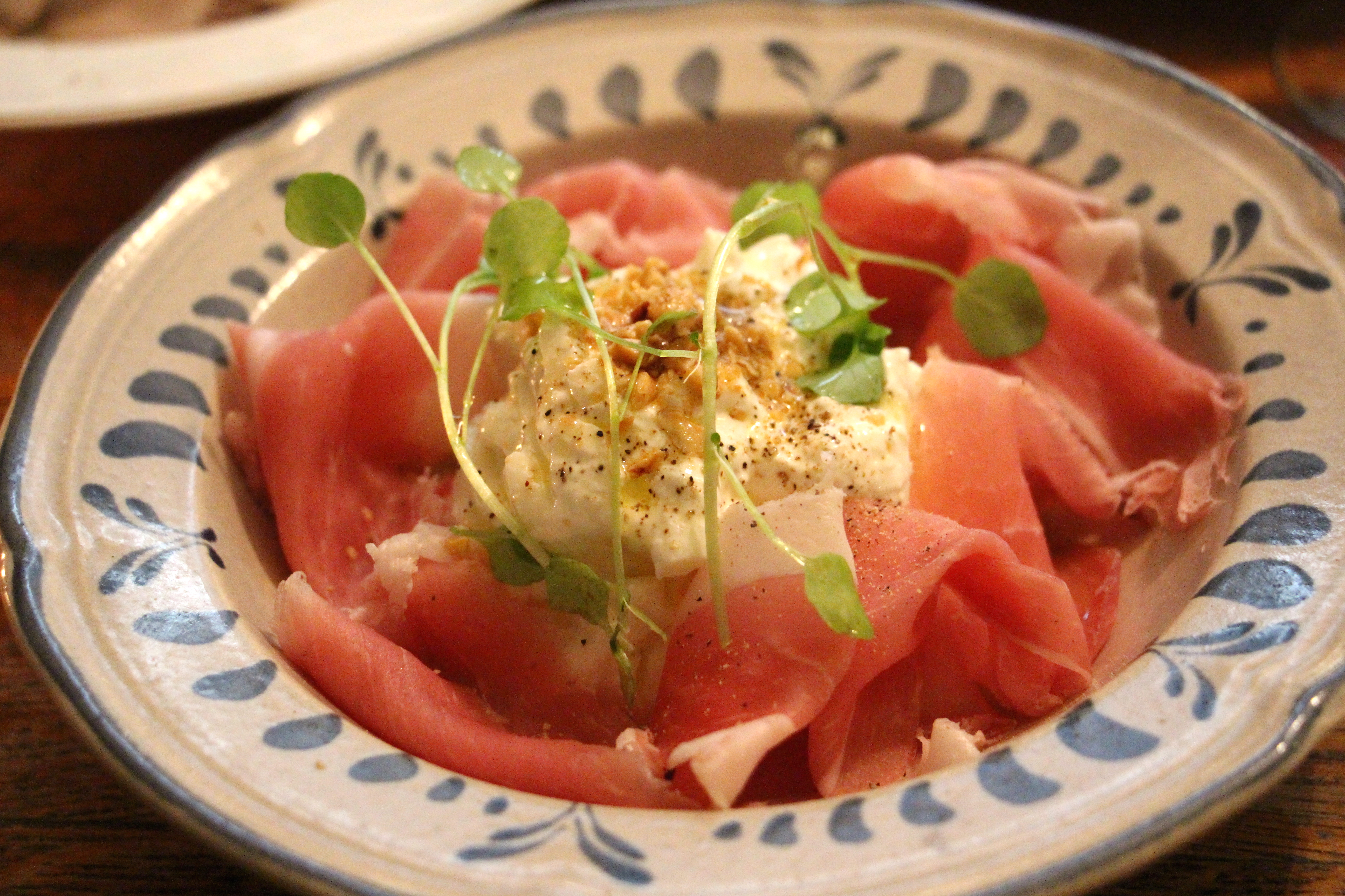 burrata and ham